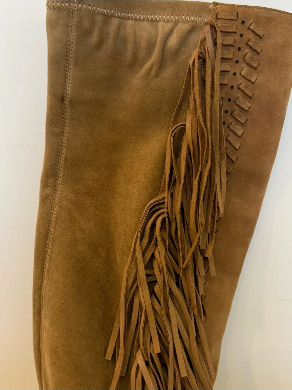 Rebecca Minkoff Tan Suede Fringe Over-the-Knee Boots